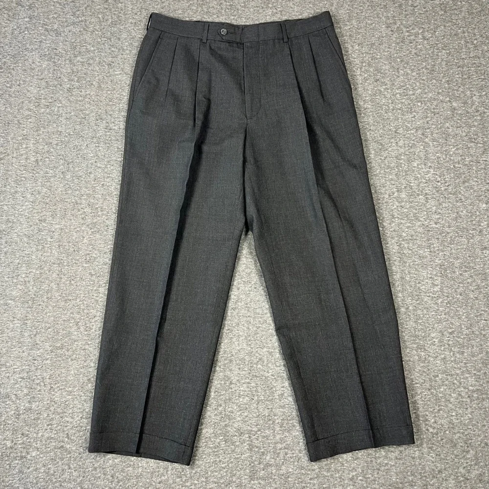 Vintage 2 Piece Suit Men's 46 R Charcoal Gray Wool Pants 34x28 Made in USA